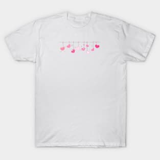 Happy Valentine's day hanging pink hearts T-Shirt